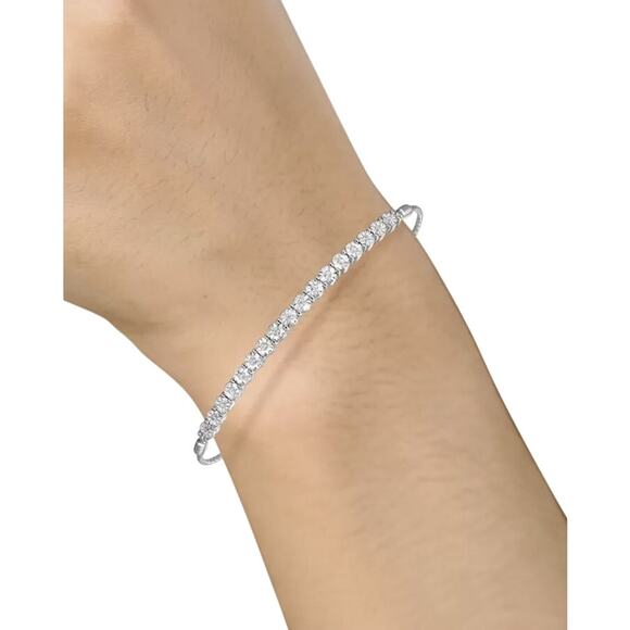 NIB 925 Sterling Silver Diamond Bolo Bracelet 1/10 CTW Adjustable - Picture 2 of 7